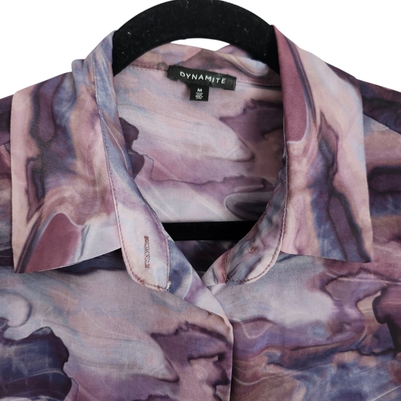 Dynamite Marble Patterned Button-Up Shirt - Picture 3 of 4